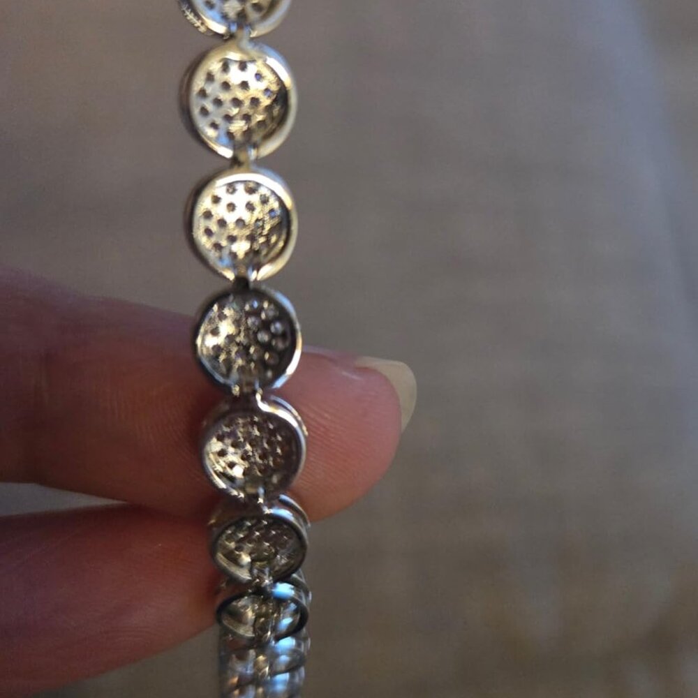 Neiman Marcus 18k White Gold Plated Round-Cut CZ Bracelet - Picture 4 of 5
